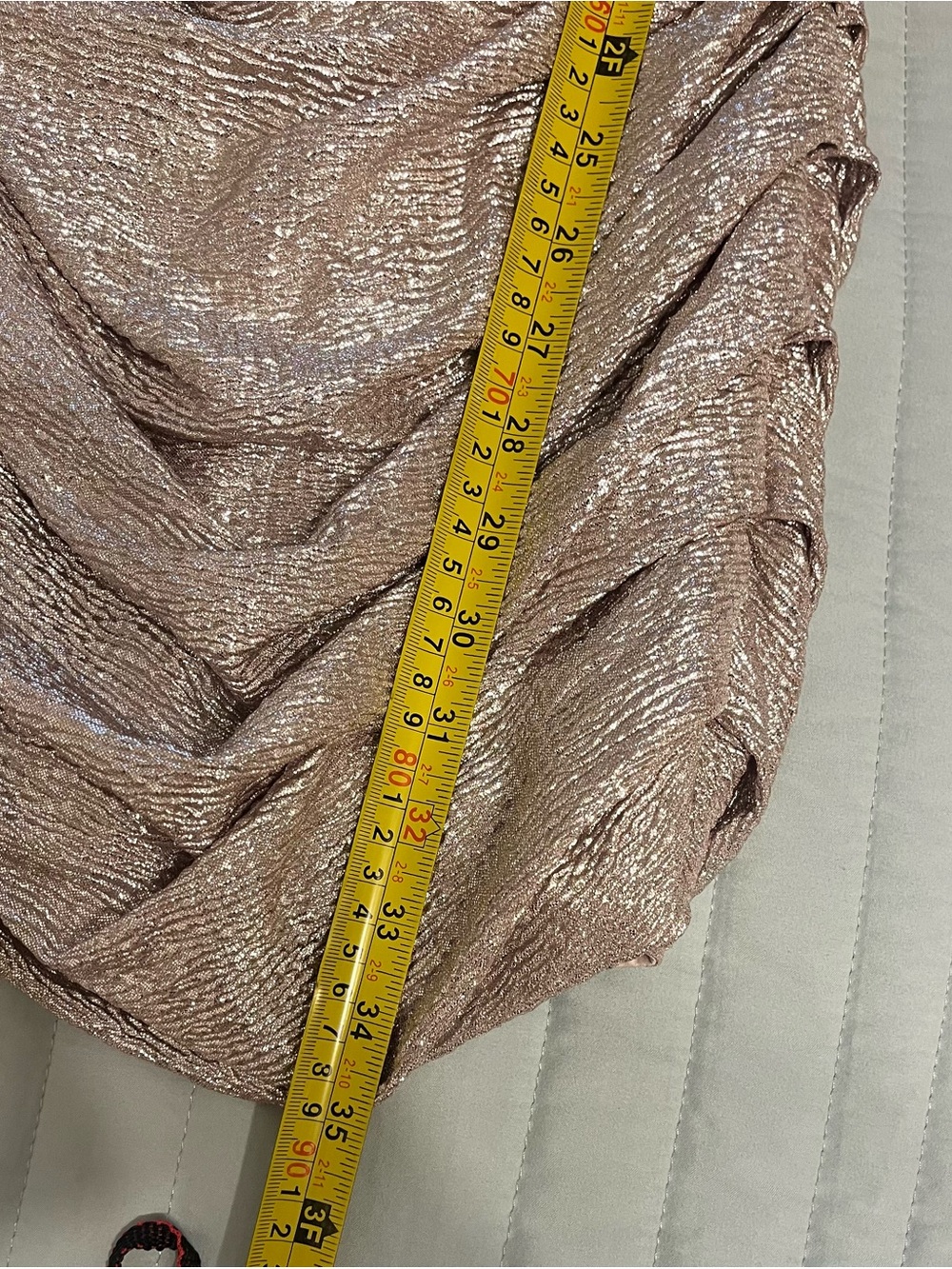 Express Metallic Rose Gold Ruched Tank Dress-4 - Picture 3 of 6